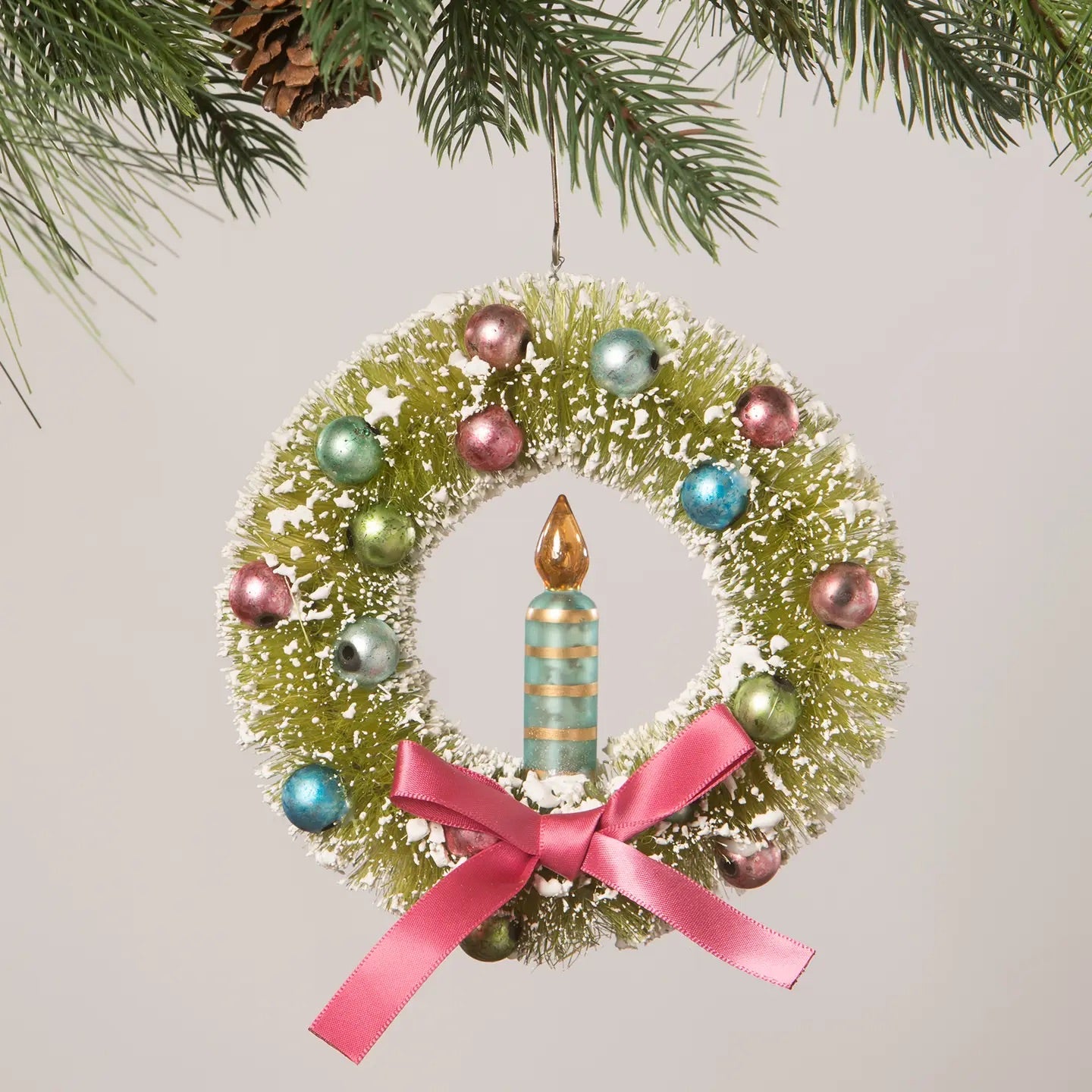 Brights Candle in Wreath Ornament