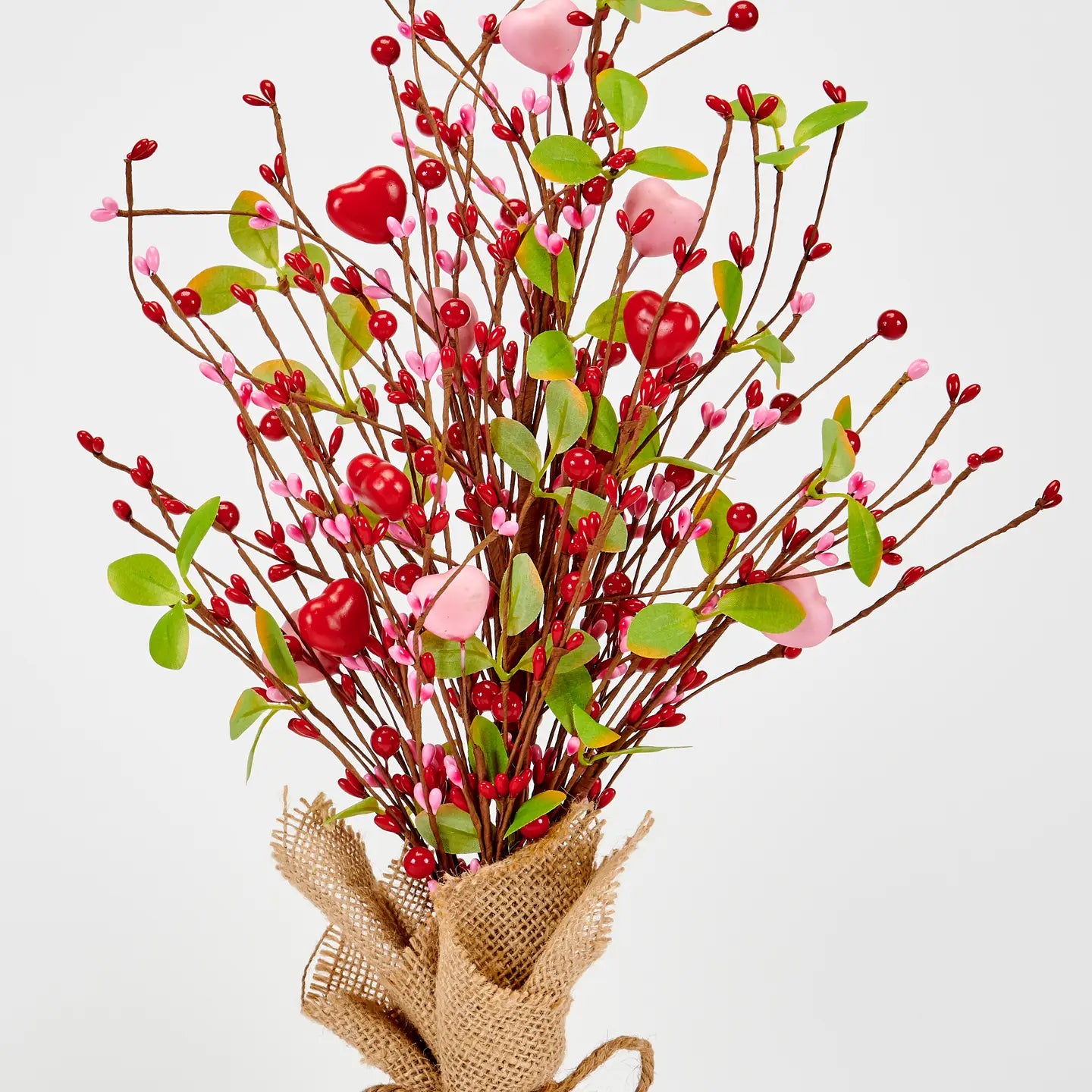 18" Valentine's Day Pink and Red Hearts w/Berries Table Tree