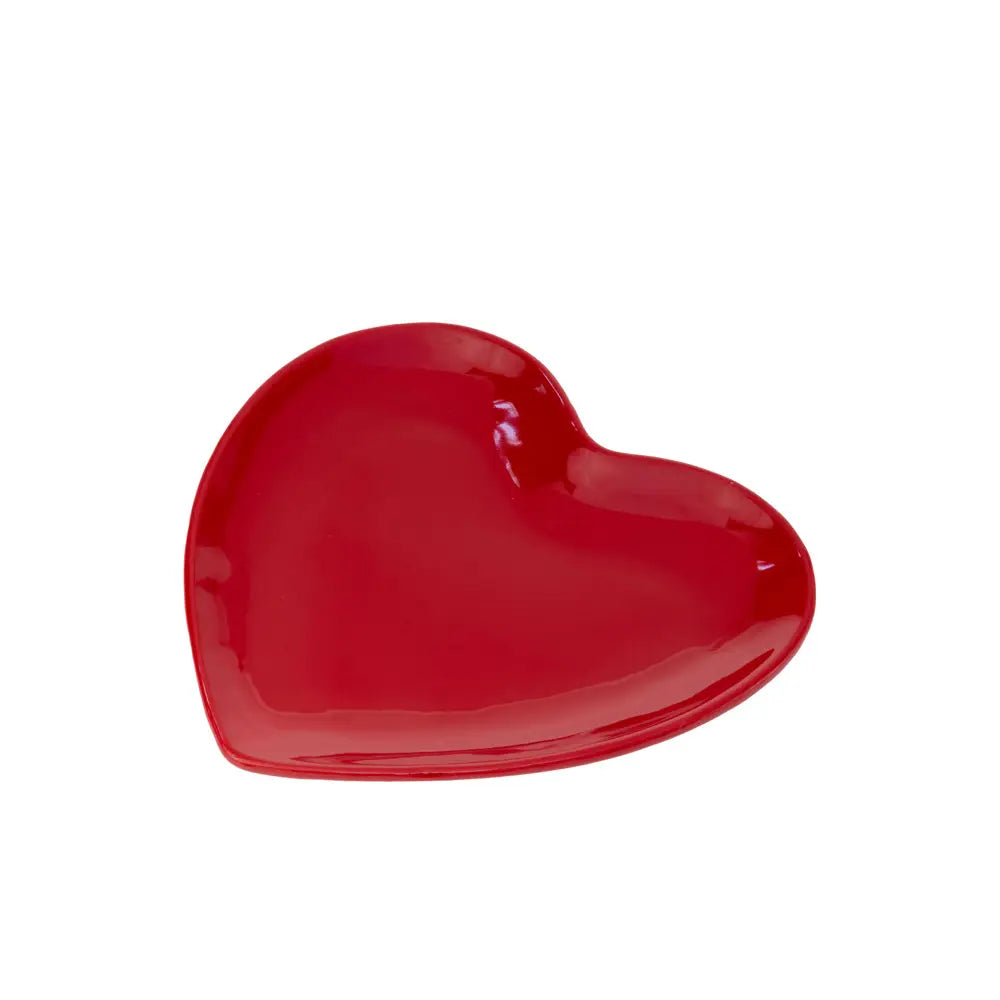 6.5" Small Red Heart Ceramic Plate