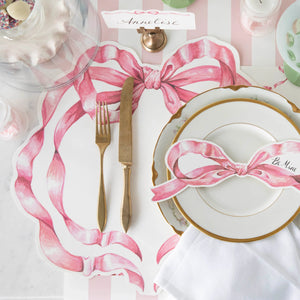 Pink bow table accent