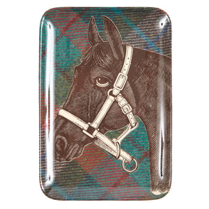 Horse Equus Tweed Dresser Tray Full Head