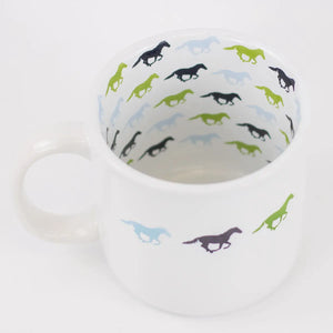 Off to the Races Coffee Mug White/Navy/Green/Blue 14oz