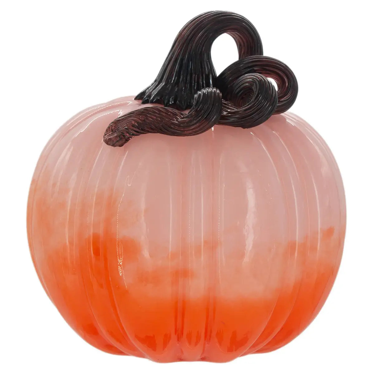 6" Round Ombre Pink & Orange Glass Pumpkin Fall