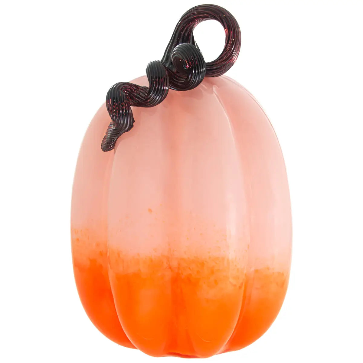 6.25" Round Ombre Pink & Orange Glass Pumpkin Fall