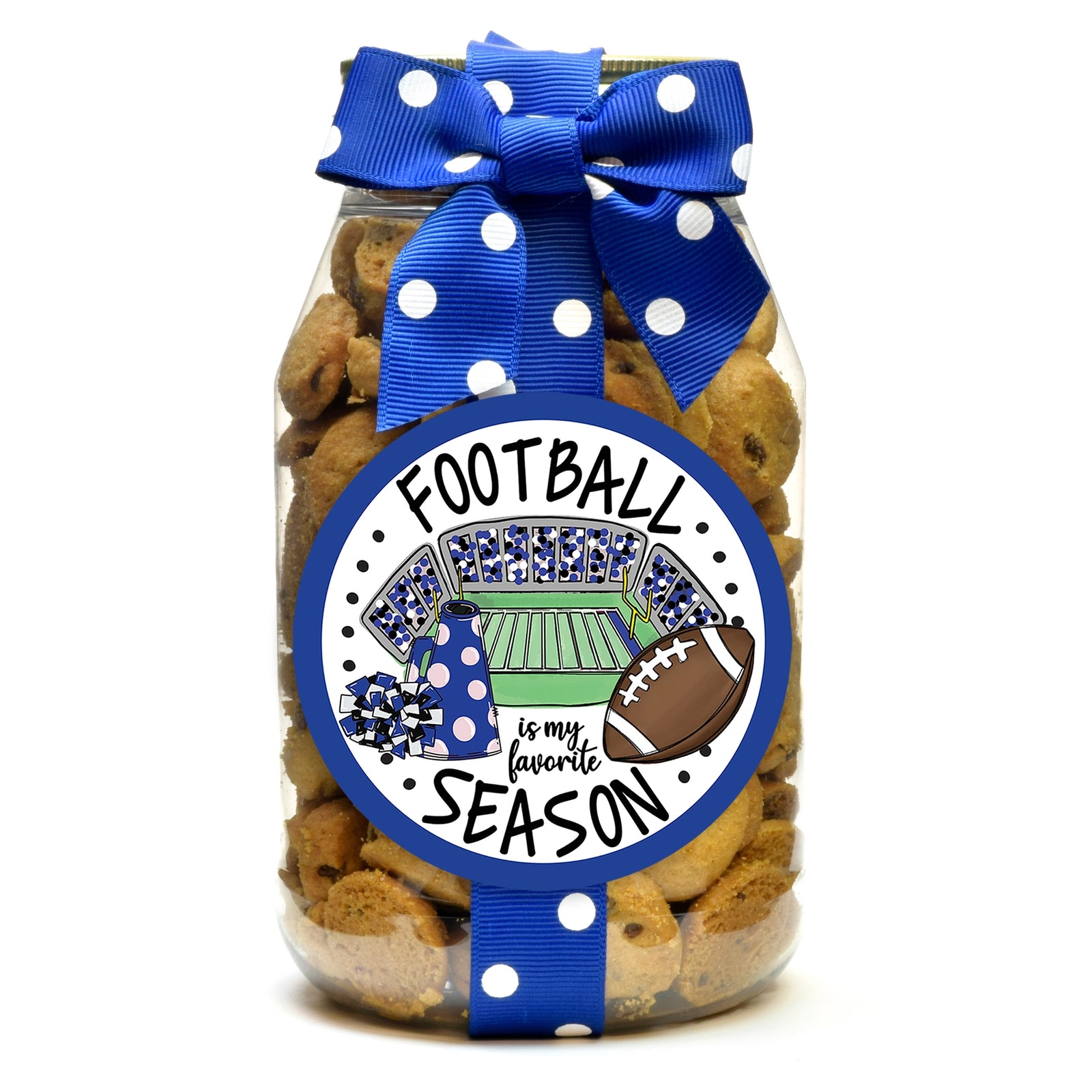 Cookie - Football - Quart Jars  - Chocolate Chip Royal Blue