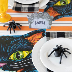 Orange and Black Awning Stripe Table Runner
