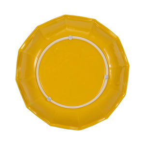Decorative Bird Bath - Yellow Ceramic Scalloped Edge, 11 in.