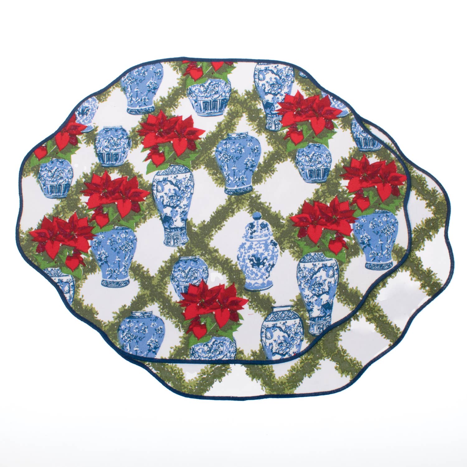 Poinsettias S4 Reversible Scalloped Placemat