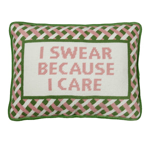 I Swear Because I Care Embroidered Pillow