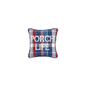 Picnic Plaid Porch Life Embroidered Pillow M/5