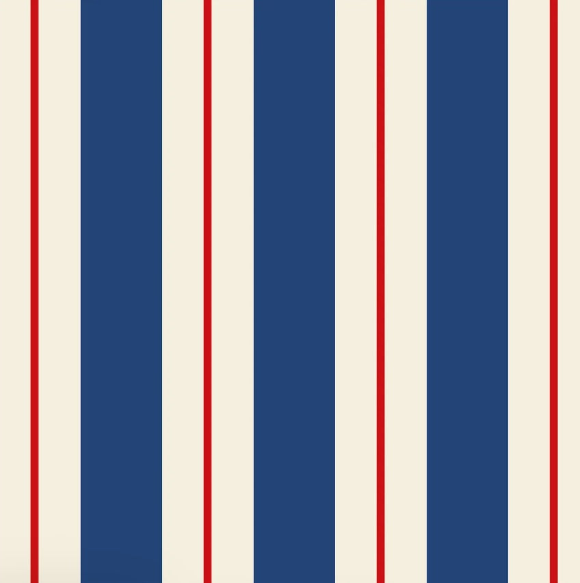 Navy Red Awning Stripe Guest Napkin