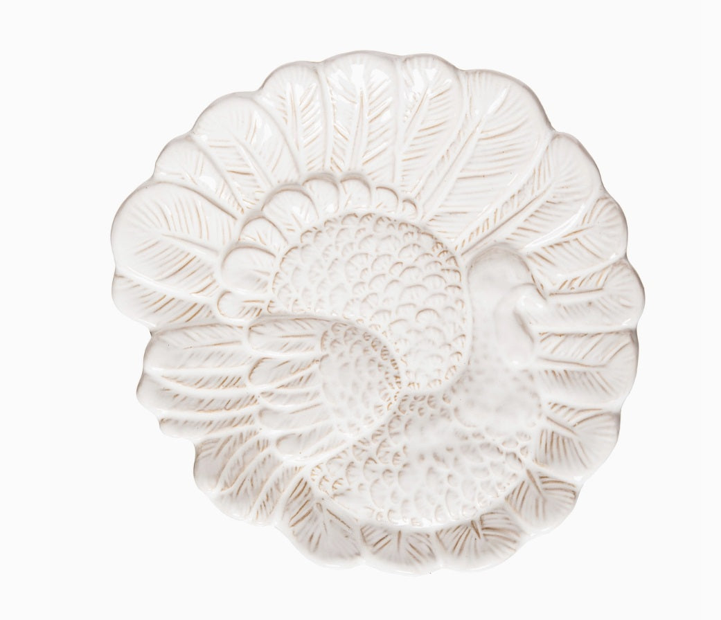 Fall/Harvest White Turkey Thanksgiving Decorative Plate