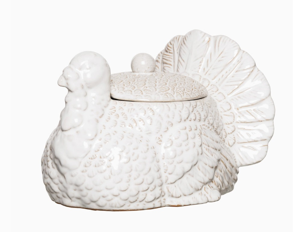 Fall/Harvest White Turkey Thanksgiving Cookie Jar