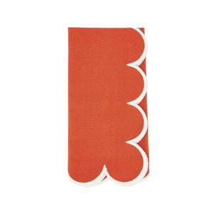 Cotton Scalloped Dinner Napkin: Orange/Black / 20"