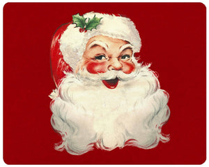 GB8547-Smiling Santa Glass Cutting Board: Small Rectangular 8" by 11"