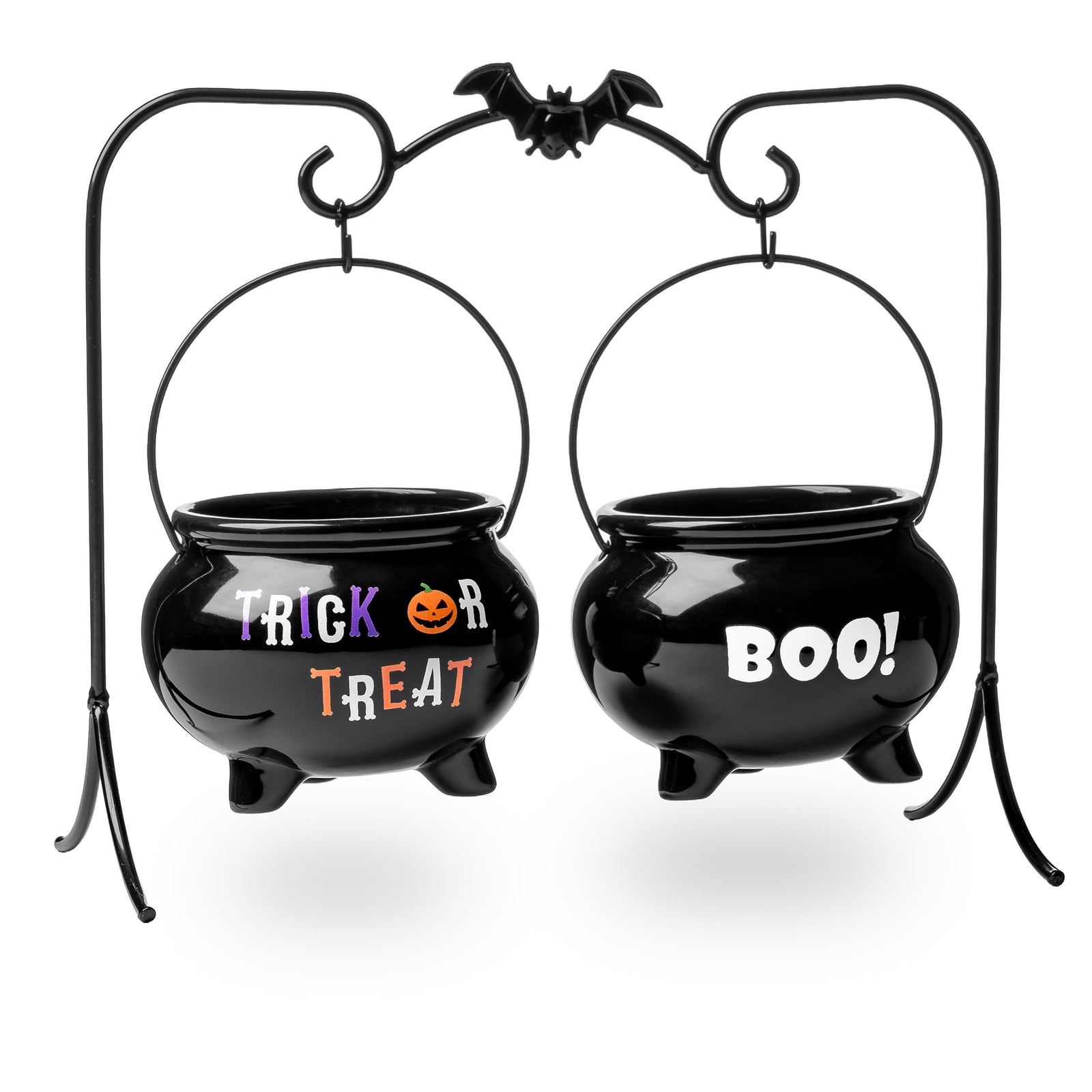 Halloween Candy Bowl Set with Iron Stand - Spooky Serveware