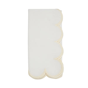 Cotton Scalloped Dinner Napkin: Black/Orange / 20"