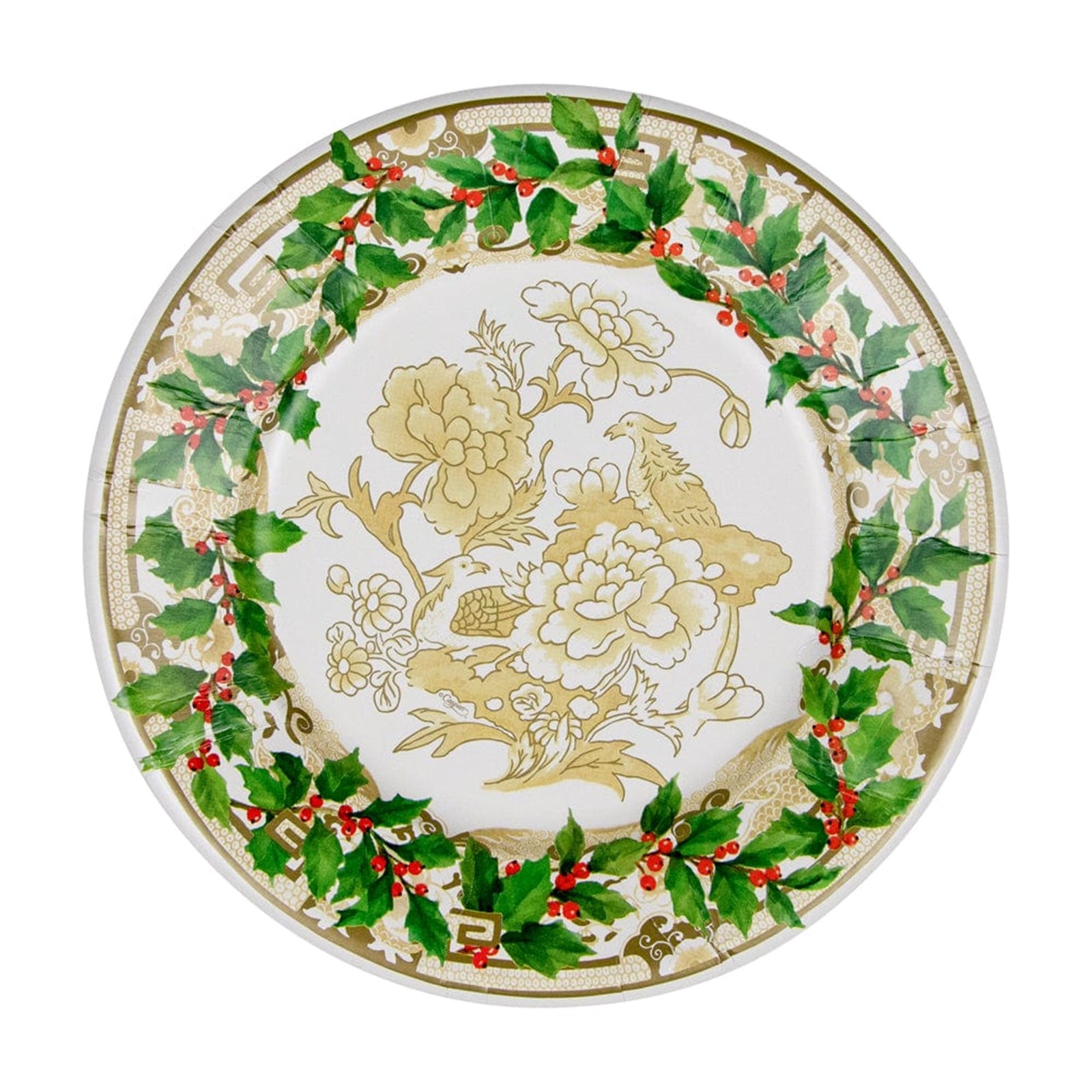 Holly, ivory and gold plates