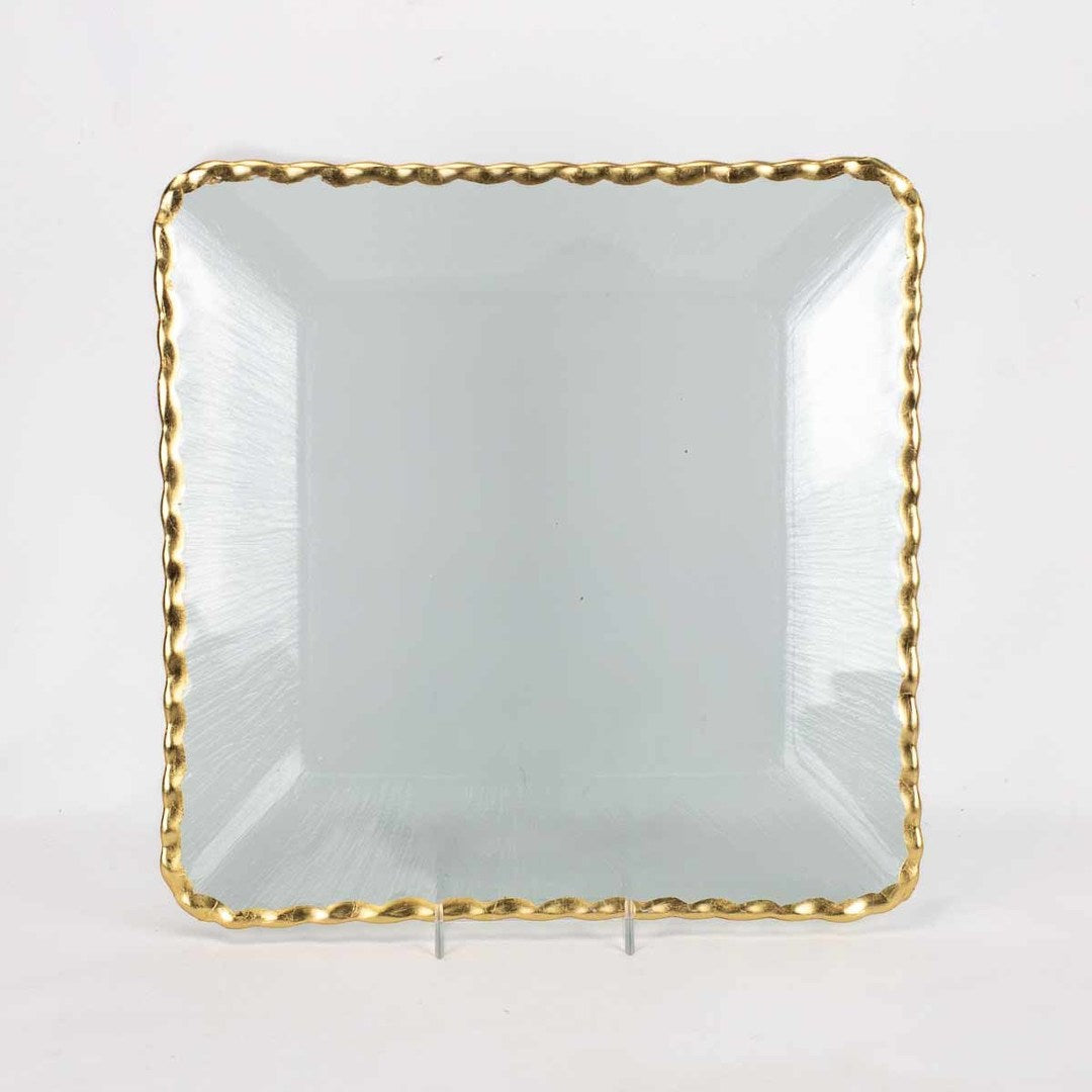Cordova Square Serving Tray Clear Gold