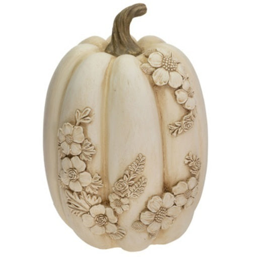 Lg Floral Embossed Carved Pumpkin