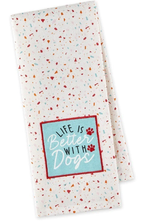 Better With Dogs Embellished Dishtowel
