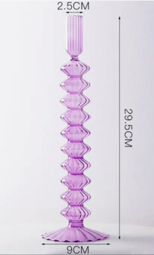 Lace Taper Glass Candlestick Purple