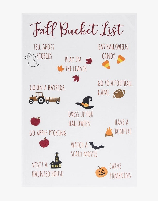 Fall/Harvest Bucket List Kitchen Towel