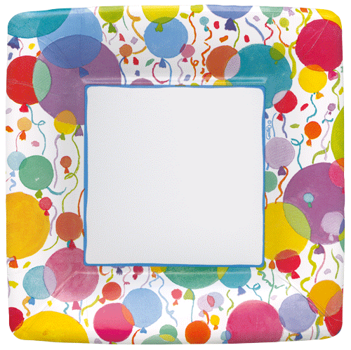 Balloons And Confetti Square Salad/Dessert Plates