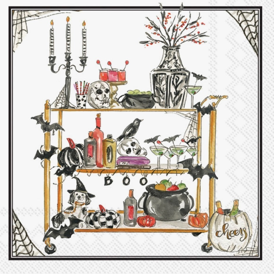 Paper cocktail napkins halloween bar cart