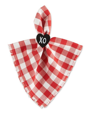 Checked Linen Napkin Red or Black