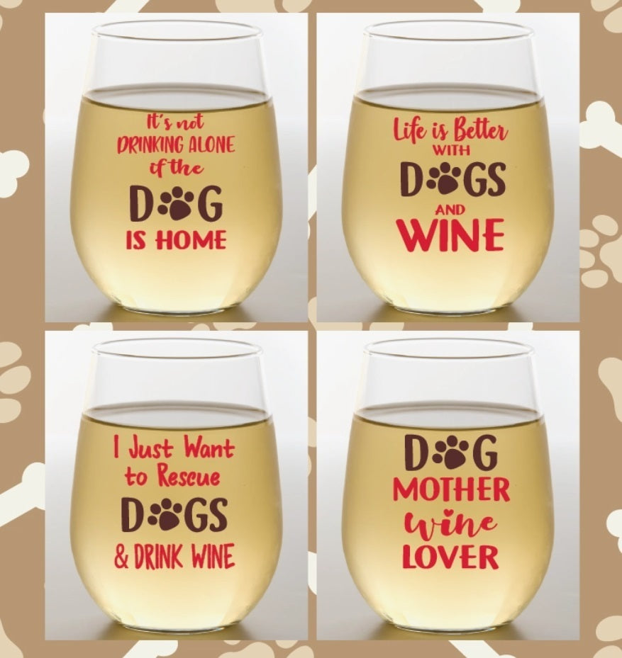 Winey Dogs Shatterproof Wine Glasses