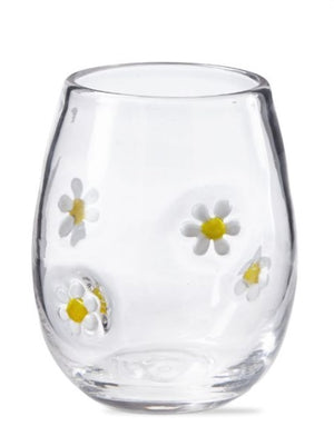 Daisy flower stemless wine glass
