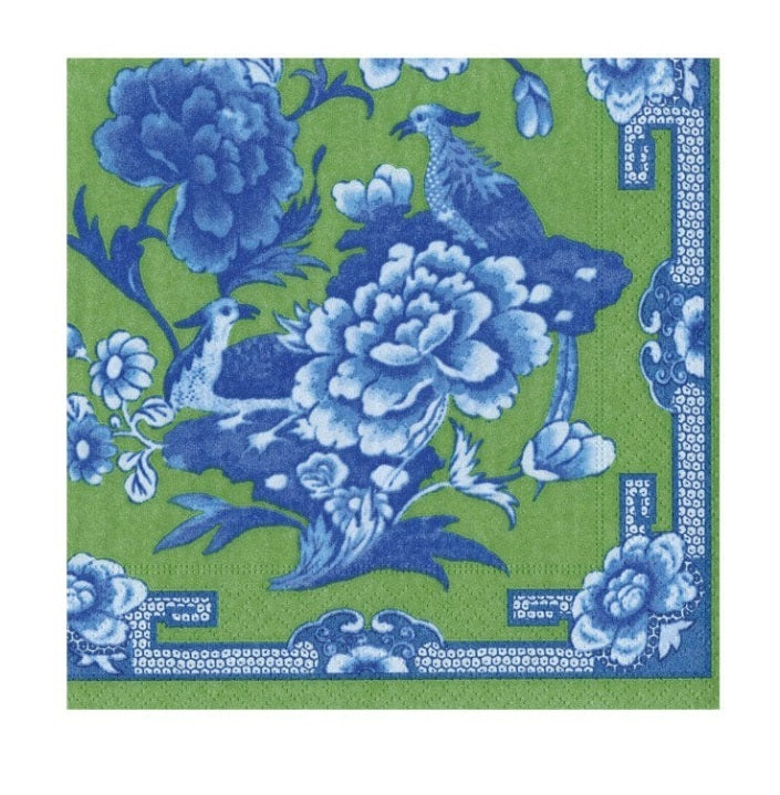 Green and Blue Chinoiserie cocktail napkins