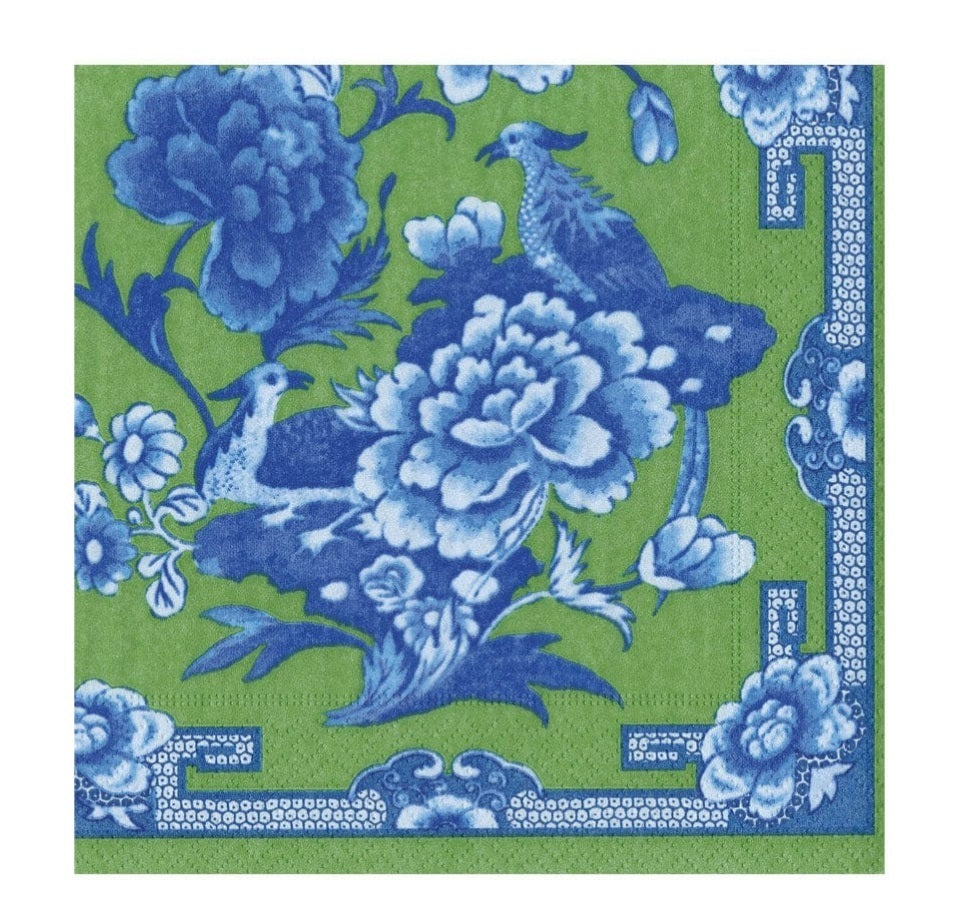 Green and Blue Chinoiserie Luncheon Napkins