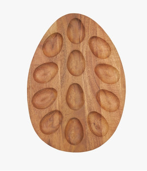 Easter Deviled Egg Shaped Wood Serving Tray