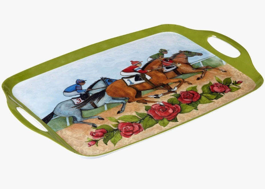 Day at the Races Melamine Rectangular Tray w/Handles 19 x 12