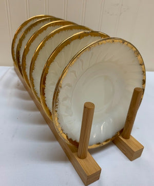 Fireking Milkglass Gold Rim Saucer Set Of 6