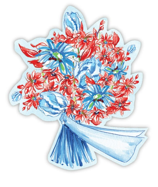 Handpainted Red Blue Vintage Flower Die Cut Accents