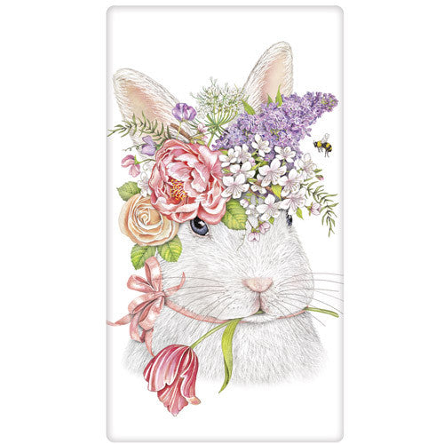 Easter Rabbit w flowers Towel