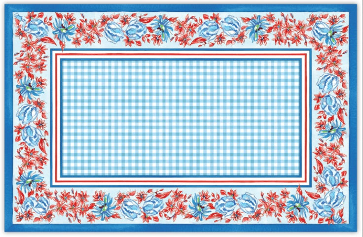 Handpainted Color Block Fancy Floral Patriotic Placemat