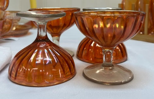 Carnival Glass Sherbet Bowls Set 4