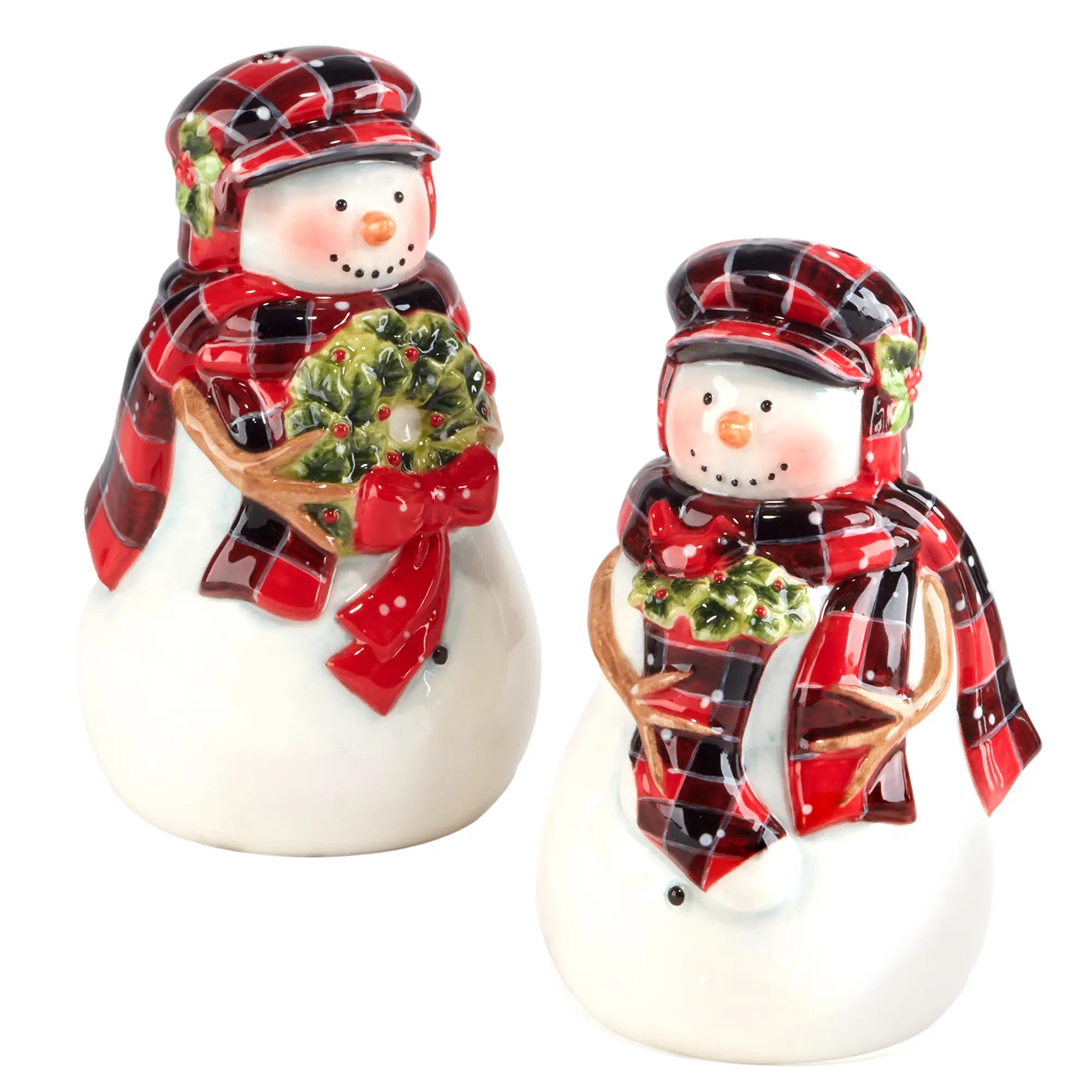 Christmas lodge snowman salt and pepper