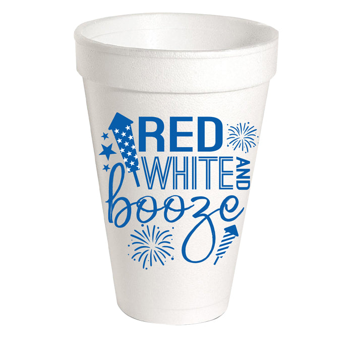 Red White And Booze Styrofoam Cups