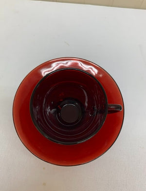 Ruby Red Teacup and Saucer