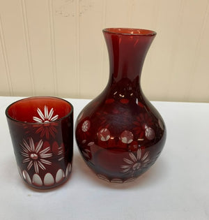Cranberry Water Decanter And Cup