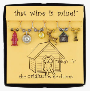 6-Piece A Dog's Life Painted Wine Charms