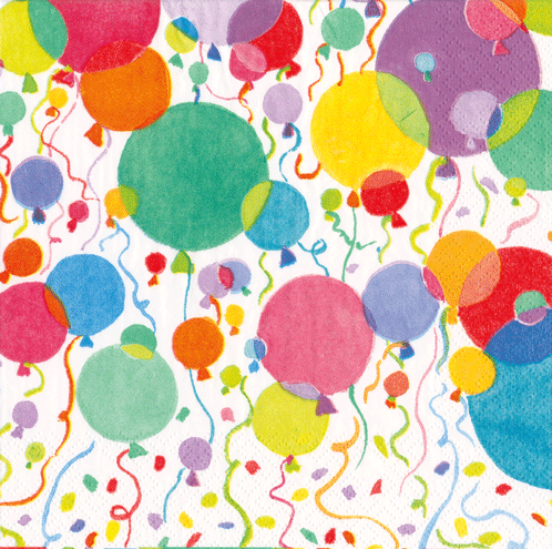 Balloons And Confetti White Cocktail Napkins